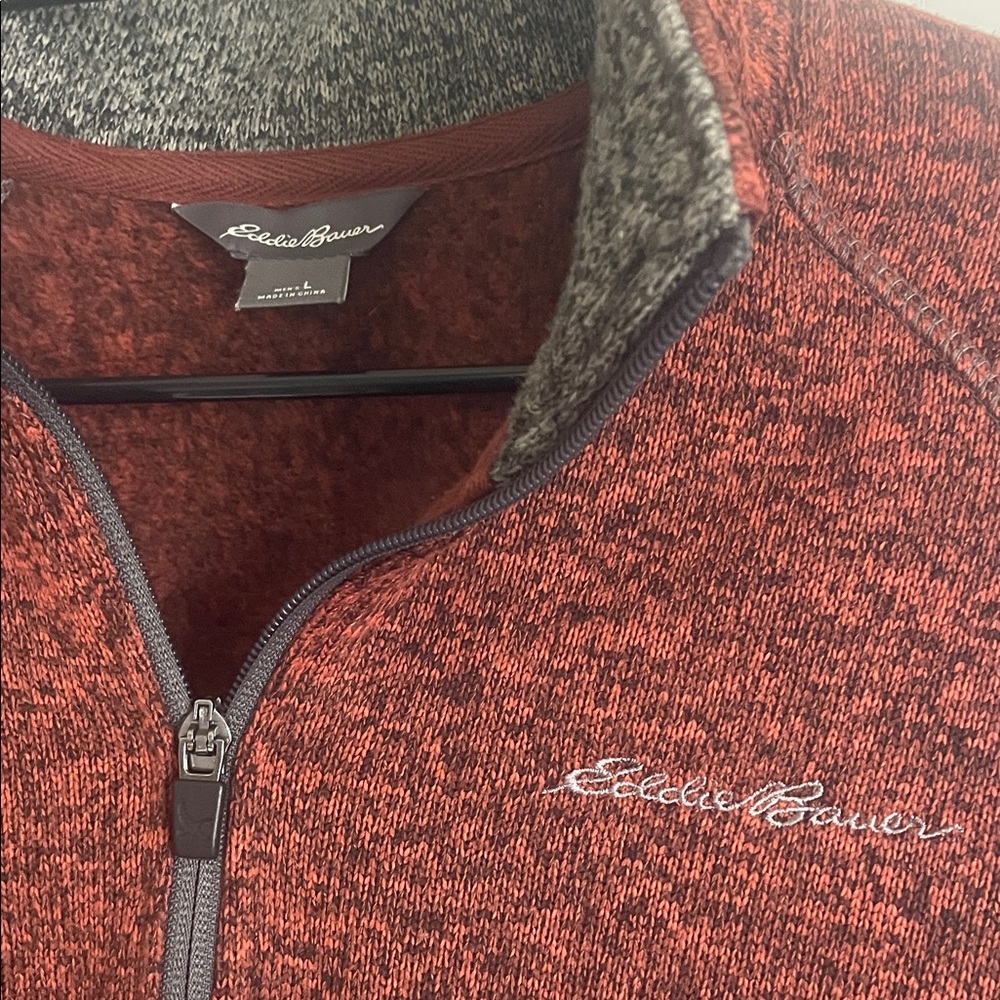 Eddie Bauer Men's Orange Zip-Up Sweater